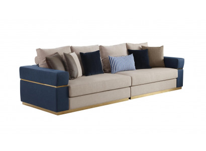 Sofa s třemi sedadly z norkové látky, designové pohovky do obývacího pokoje s potahem, luxusní textilní čalounění.