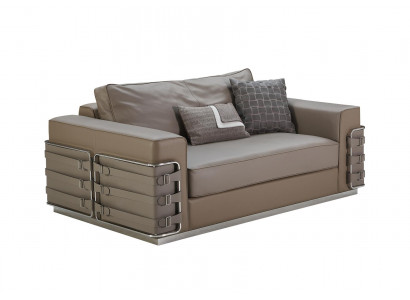 Sedačka z hnědé kůže luxusní kreativní nábytek 2místná moderní designová pohovka do obývacího pokoje.