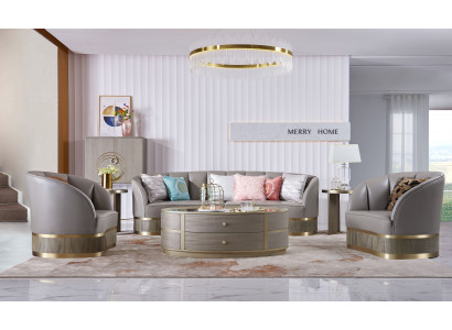 Sofa sestava 4 + 2 + 2 křesí obývací pokoj Nábytek Moderní pohovka Kožená pohovka Pohovky