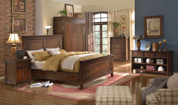 Postel noční stolek šatní skříň 7dílná ložnice Design Luxus Set Postel Sets