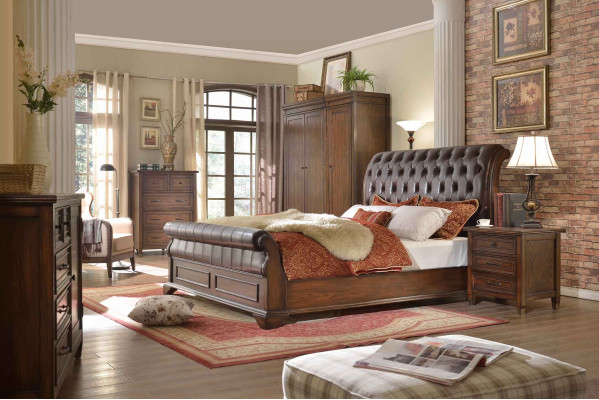 6dílná ložnice(Bed + 2x noční stolek + 2x skříň + komoda)