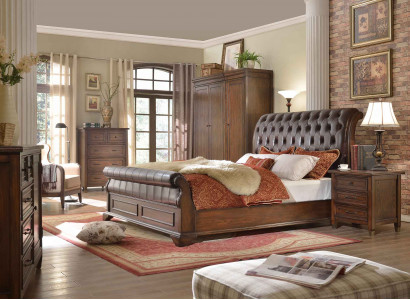 6dílná ložnice(Bed + 2x noční stolek + 2x skříň + komoda)