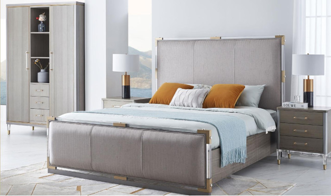 Postel Noční stolek Komoda 4 kusy Ložnice Dekorativní sada Design Moderní Luxusní