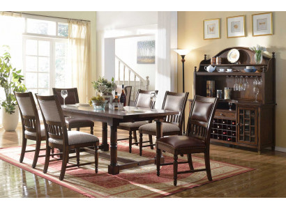 Jídelní set Jídelní stůl 6 židlí Komoda Stoly Dřevo Design Skupina Garnýž 9 ks