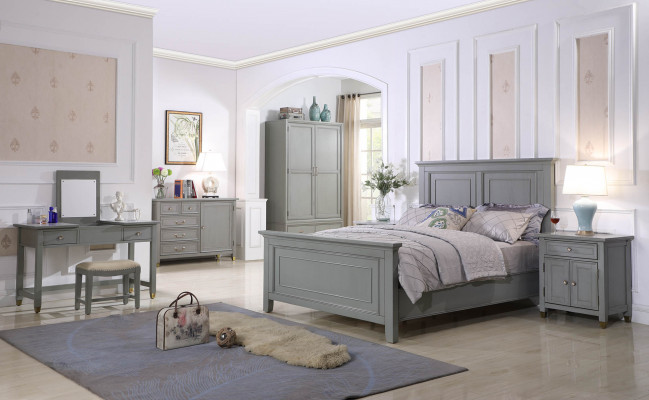 Ložnice Nábytek Kompletní Sady Postel Noční Stolek Šatní Skříň Stůl Nový 6dílný.