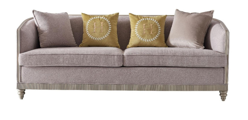 Designer Couch Sitz Polster 3+1+1 Sitzer BeigeTextil Garnitur Sofa Samt Neu