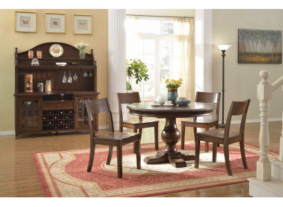 Jídelní stůl kompletní soubor skříňka 4 židle Set 7 kusů. Nový dřevěný jídelní stůl