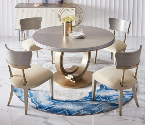 Kompletní jídelní set Kulatý stůl + 4x křeslo s opěrkou o záda