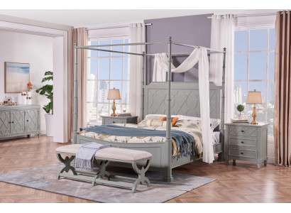 Ložnice Kompletní set venkovský styl Moderní postel Noční stolek 5dílný. Nový