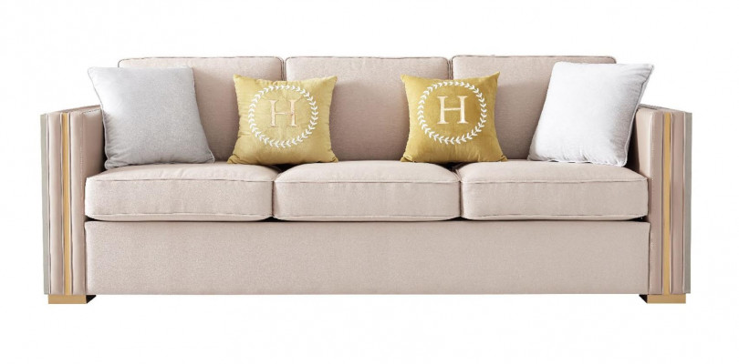 Návrhářská sedací souprava 3+1 místná Beige náhradní polstrování z nerezu garnitury Přepychová nová sofa sametová