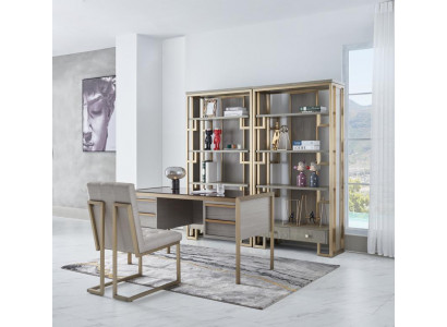 Vysoká kvalita designového vybavení kanceláře, styl nábytek stůl křeslo vitrína 4 kusy.