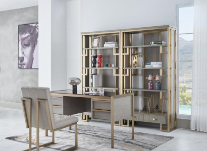 Vysoká kvalita designového vybavení kanceláře, styl nábytek stůl křeslo vitrína 4 kusy.