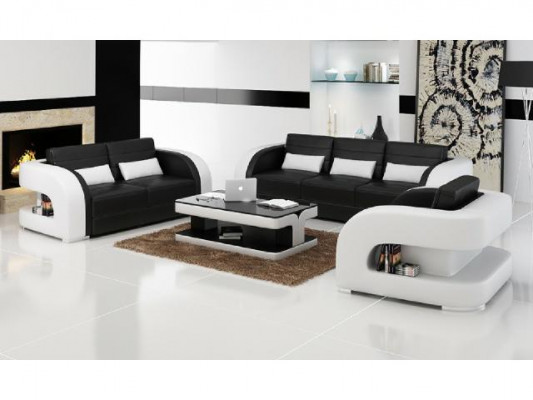 3+2+1 sada kůžového gauče - pohovka Designer Sofas Wohnlandschaft Bergamo
