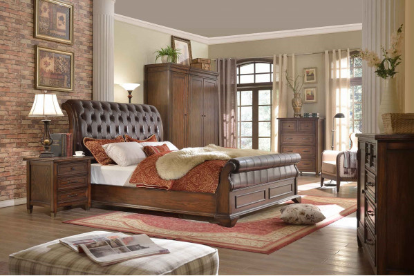 Ložnice Postel Noční stolky 3dílná sada Luxusní postele Dřevěná manželská postel Nová