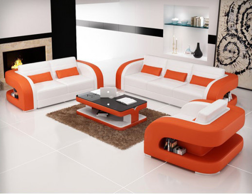 3+2+1 sada kůžového gauče - pohovka Designer Sofas Wohnlandschaft Bergamo