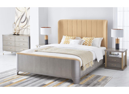Postel 2x Noční stolek 3 ks. Ložnice Sada Postele nové Luxus Moderní 180x200 Pokoj