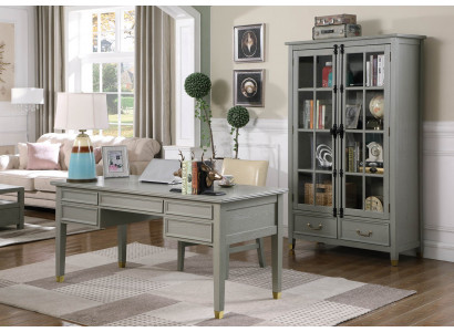 Büro Set Vybavení chaty Psací stůl Židle Skříň na spisy Regál Stůl 3 ks.