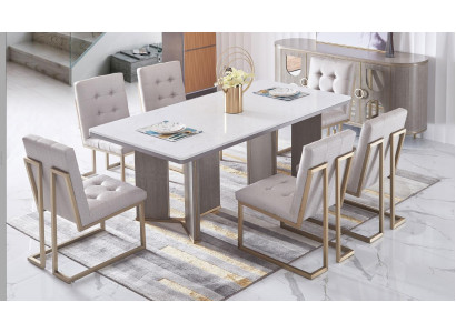 Designer jídelní židle s kovovým textilním křeslem 6x relaxační židle