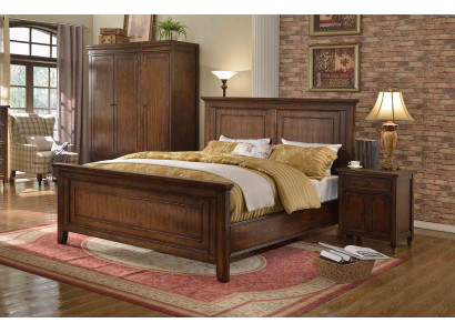 Ložnice 3 kusy. Noční stolky Sada Design Luxus Postel Dřevo Manželská postel nový