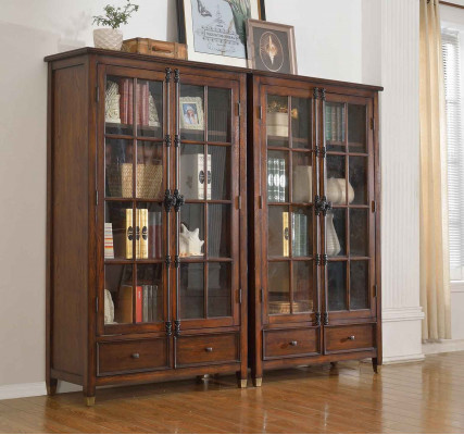 Nastavit 2x Vitrína komody Vitríny Skleněná skříň Skleněná skříň Skleněná skříň dřevo