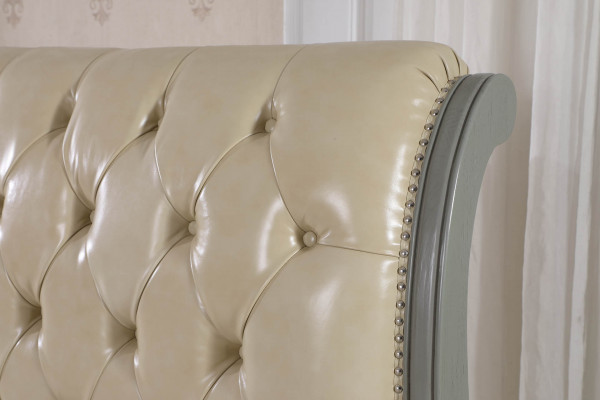 Postel Polstr Design Luxus Dřevo Dvojitý Hotelové postele Manželská Ložnice Kůže Šedá