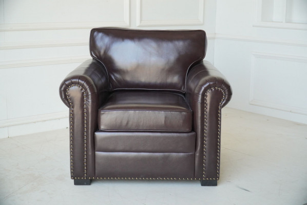 Design křeslo z luxusní kůže Televizní pohovka Sedací souprava 1 os. Pohovka Relaxační posezení Nová