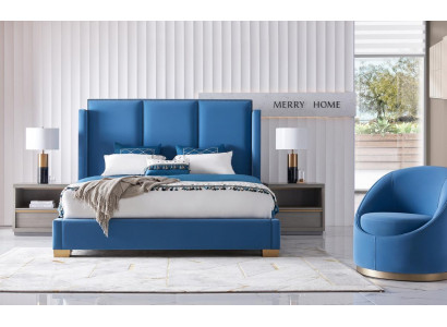 Royal Blue postel dvojlůžková ložnice lůžka textilie 180x200 Luxus Hotel