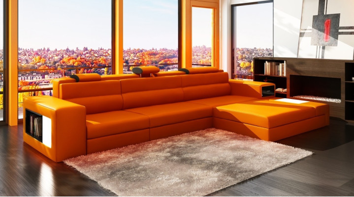 Přeloženo do češtiny: Kožená pohovka Sedací souprava Rozkládací rohová sedací souprava Design Moderní Sofa B2006B