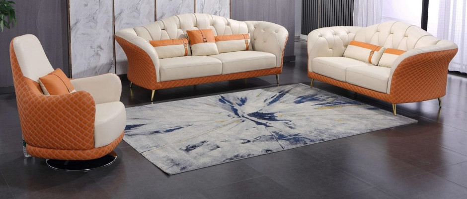 Designerové sety Sofa Couch Polsterní set 6ks. Set kožený konferenční stolek.