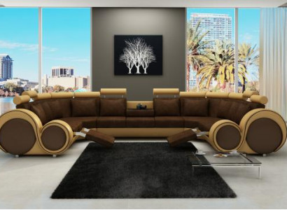 Textilní textilie Pohovka Textilní pohovka s USB Rohová pohovka Pohovka Obývací souprava XXL Relax Nový