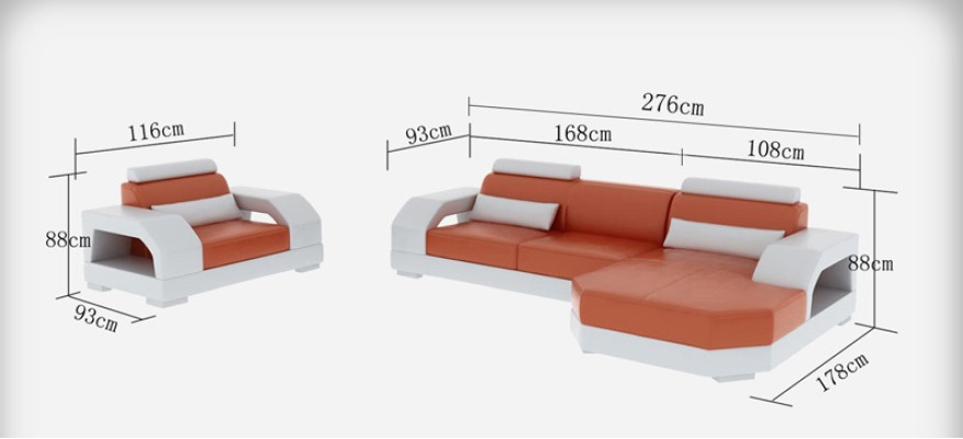 Kůže pohovka Pohovka obývací stěna Rovná sedačka + Křeslo Souprava Design Moderní LED USB
