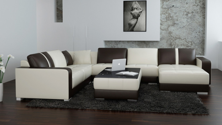 Kůžená pohovka Rozkládací sedací souprava Rozkládací sedací souprava Rozkládací sedací souprava Design Moderní pohovka s USB