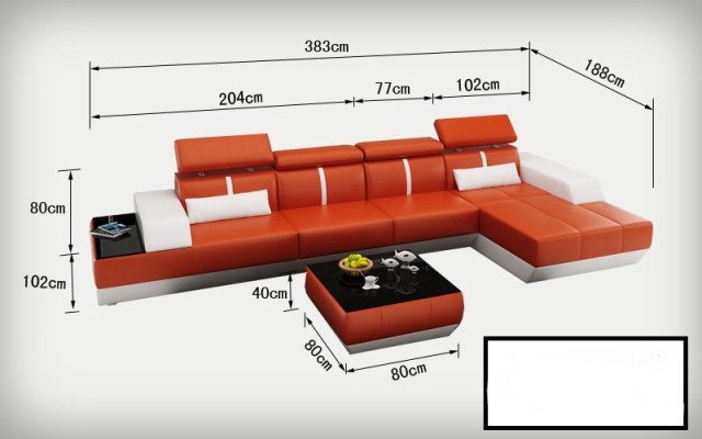Pohovka ve tvaru L z kůže, sedací souprava rohová, moderní design USB Eu.