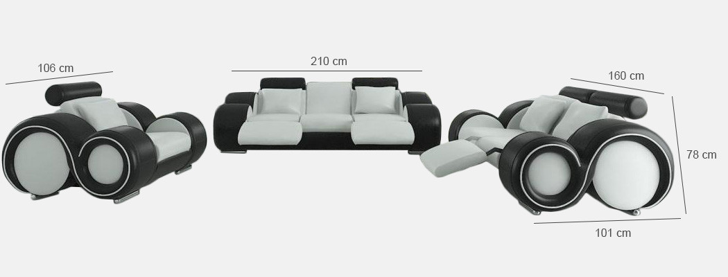 Patentovaný design sestavy oblíbených pohovorů pro obývací pokoj, gauč, pohovka BERLIN Set.