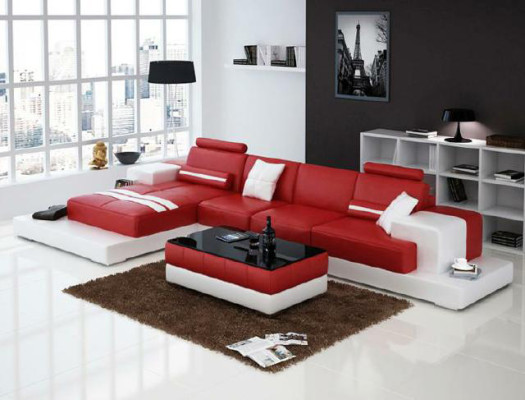 Kůžená sedací souprava rohová pohovka pohovka design sedací souprava obývací pokoj 2725B