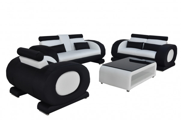 Sofa s koženým sedadlem a USB 3+2+1 kompletní souprava s moderním polstrováním designéra, nová.