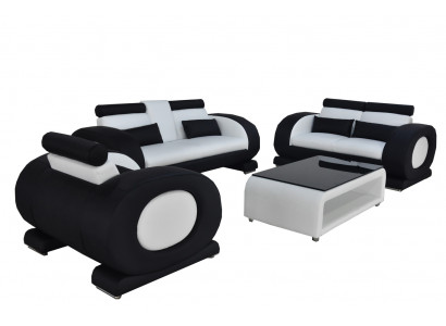 Sofa s koženým sedadlem a USB 3+2+1 kompletní souprava s moderním polstrováním designéra, nová.