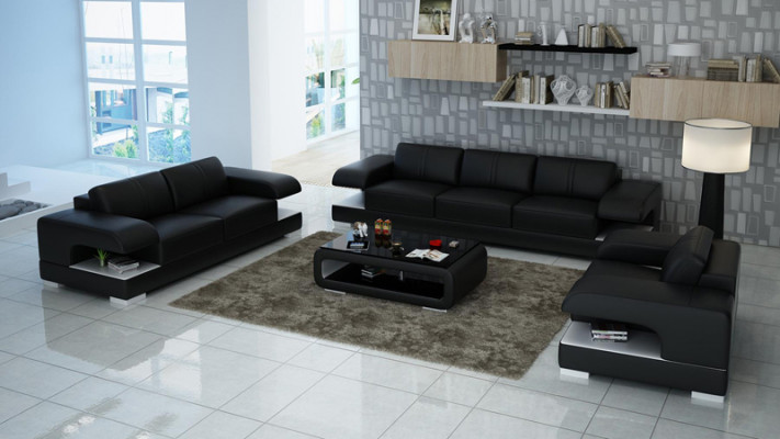 Kůžená pohovka Koutek obývacího pokoje 3+2+1 sedací souprava Nový design Moderní.