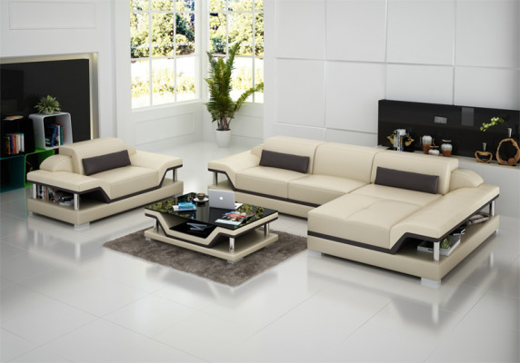 Design Ledersofa Sofa Couch Polster Eck Wohnlandschaft Garnitur Sofas Neu G8004F