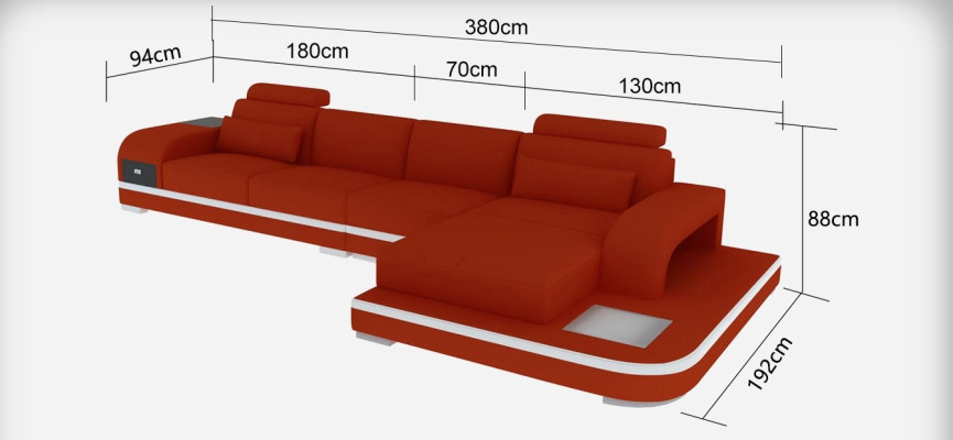 Moderní elegantní design L-tvarová rohová sedací souprava z kůže pro nadčasové obývací prostory.