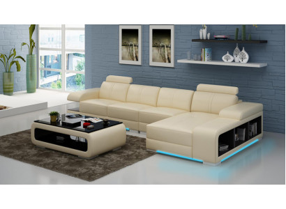 Moderní pohovka L- tvaru z kůže v krásném moderním designovém stylu.