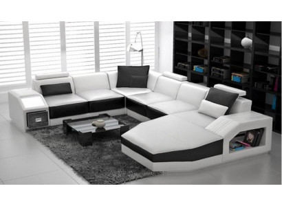 Žijící krajina rohová sedací souprava Design Sofa s USB polštářem Kout Bílá PHM110