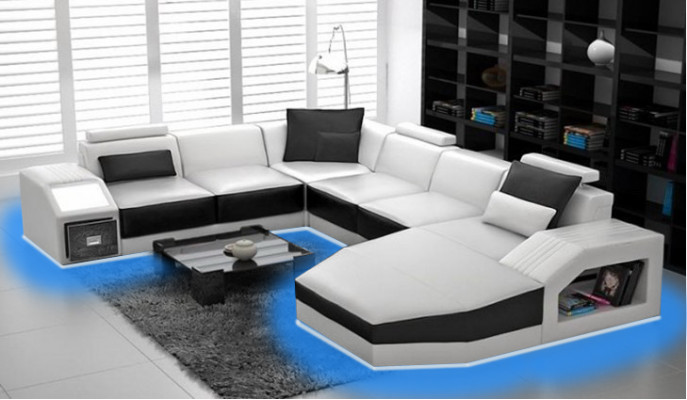 Žijící krajina rohová sedací souprava Design Sofa s USB polštářem Kout Bílá PHM110