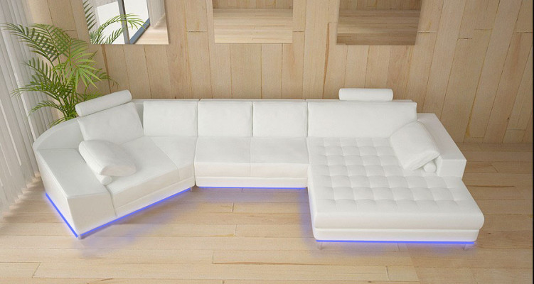 Kůže pohovka s USB obývací stěna rohová sedací souprava Design Moderní Pohovka A1116