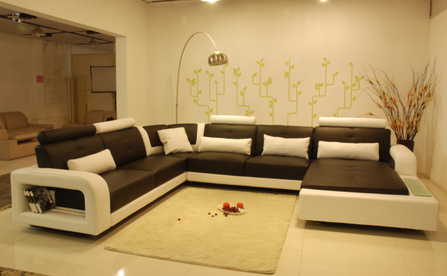 Ecksofa mit USB Polster Sofa Wohnlandschaft Sitz Eck Garnitur Leder Textil H2209
