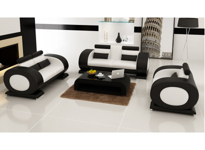 Pohovka ze skutečné kůže, rozkládací souprava obývacích sedaček 3+2+1 design moderní