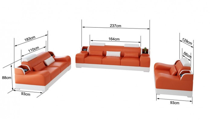 Sofa s křesly, potahy, kožené designové sady 3+1+1 jsou kompletní sety.