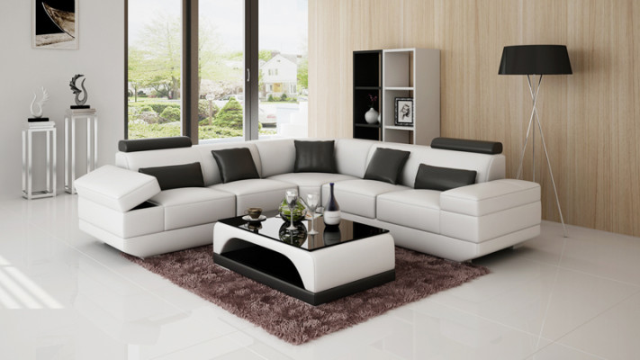 Ledersofa Couch Wohnlandschaft Ecksofa Eck Garnitur Maßfertigung Modern Sofa USB