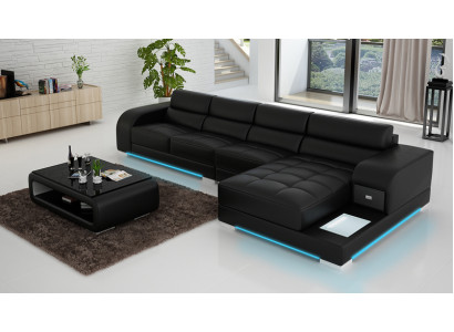 Elegantní design Černá L-shaped pohovka pro eleganci a pohodlí.