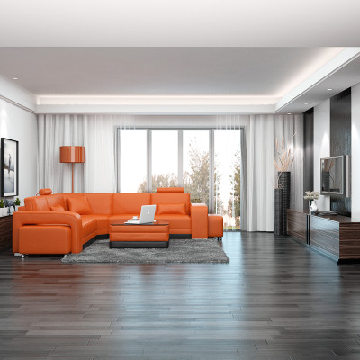 Kůžená pohovka s USB obývací stěna rohová pohovka Eck Garnitur Design Modern Sofa F3017B